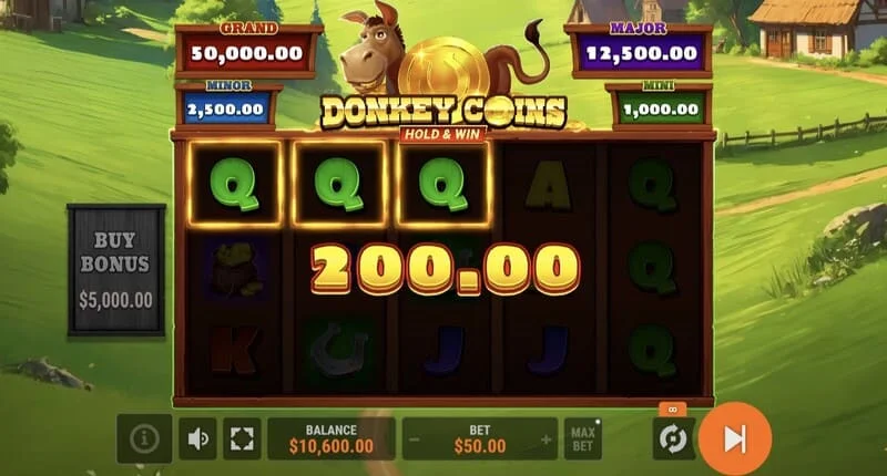 Donkey Coins Hold & Win – Start des Hold & Win-Modus